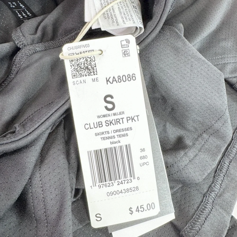 Adidas Skirt Womens Small Black Club PKT‎ ClimaCool Tennis Athletic New